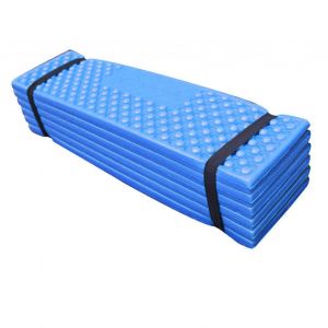 Tapis de couchage pliable en PVC souple epais, double alveole, pour camping en plein air, bleu et noir, 186 x 57 cm - Neuf