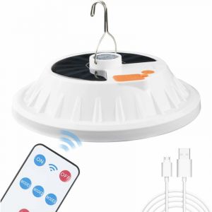 Lampe De Camping Solaire 120 Led Avec Télécommande, Batterie Rechargeable Usb, Intensité Variable, Portable, Étanche Ipx7, Idéale Pour Les Urgences, La Randonnée, Le Jardin Et Les Barbecues. - Neuf
