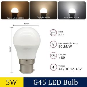 Lugh-5w B22-Cold White 6000k8pcs Energy-Efficient Led Light Bulbs Ac Dc 12v-48v Bubble Ball Bulb E27 B22 3w 5w 10w Spot Bulb For Home Lighting - Neuf