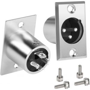 Lot de 2 adaptateurs de montage XLR rectangulaires 3 broches XLR mâle vers pied soudé pour microphone-Connecteur XLR-Soudure-Prise de montage-Pour éclairage de scène-Amplificateur - Neuf