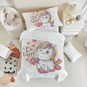 Parure De Lit Pour Lit D'enfant Avec Housse De Couette En Microfibre 120 X 150 Cm Et Taie D'oreiller 40 X 60 Cm - Neuf