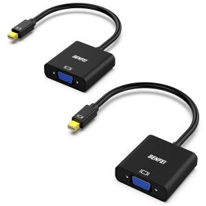 KALANKA-Adaptateur Mini DisplayPort vers VGA, Mini DP vers VGA (Compatible Thunderbolt) Adaptateur M&acirc;le vers Femelle Compatible pour PC ThinkPad SurfacePro - Neuf