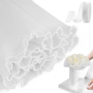 Papier Cadeau Bouquet De Fleur Avec Bord Perlé Papier Bouquet De Fleur Blanc Papier Emballage Fleuriste Papier Emballage Bouquet De Fleurs Papier Emballage Fleur Papier Cadeau Fleuri Papier Fleuriste - Neuf