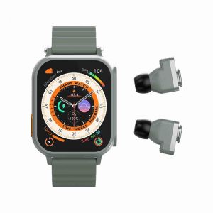 Montre Connectée Sport Hd 1.96' Appels Bluetooth & Écouteurs Intégrés Autonomie 12j Vert Yonis - Neuf