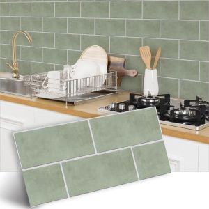 24Pcs Frotter Vert Sauge Dalle Pvc Adhesive Murale, Peel And Stick Tiles, Colle Carrelage Salle De Bain, Convient Pour Les Cuisines, Salle De Bains Et Salon Autocollant Carrelage 3[POU8807070] - Neuf
