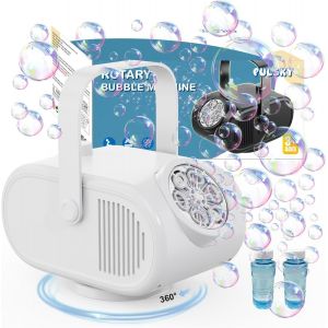 Bubble Machine,White,90&deg;/180&deg;/360&deg;Automatic,Rechargeable,3 Speed,More Than 22,000 Bubbles per Minute,Ideal for Children's Parties,Birthdays,Weddings and Camping - Neuf