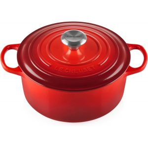 Subzonal-Le Creuset Cocotte Signature En Fonte &Eacute;maill&eacute;e Avec Couvercle, 24 Cm, Ronde, 4,2 L, 4,305 Kg, Cerise, 21177240602430 - Neuf