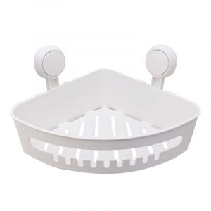 Étagère De Douche D'angle À Ventouse, Amovible Et Sans Perçage, Robuste, Charge Maximale De 10 Kg, Étanche Et Résistant À L'huile, Pour Salle De Bain Et Cuisine - Blanc - Neuf