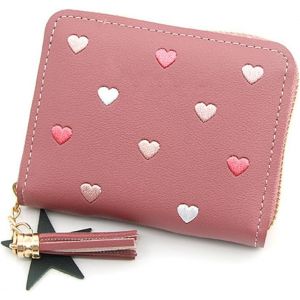 CAUC-Porte Monnaie Fille en PU Cuir,Portefeuille Femme Mignon avec Pendentif,4 Emplacements Cartes,2 Sac &agrave; Monnaie,1 Poche &agrave; Fermeture &Eacute;clair,Moins de 10 Euros,Rose Fonc&eacute; - Neuf