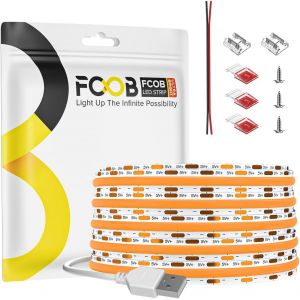 TRAHOO-COB USB Bande LED 2m 320LEDs/m Orange FOB Dimmable Ruban Led DC5V IP30 CRI90+ Flexible haute densit&eacute; pour r&eacute;tro&eacute;clairage TV Armoire Home DIY D&eacute;coration(sans variateur) - Neuf