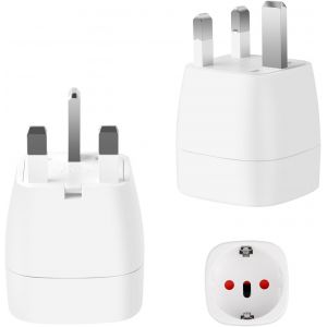 JGD-2 Pi&egrave;ces Adaptateur Prise Anglaise, Adaptateur Prise avec Dispositif de Protection de S&eacute;curit&eacute;, Adaptateur Prise Anglaise vers France pour Irlande, Angleterre, Ecossec et Duba&iuml; (Type G) - Neuf