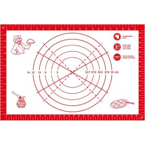 AYUHR-Grand Tapis de Cuisson en Silicone Tapis de Pâtisserie Antiadhésif avec Mesures, Tapis de Croûte à Tarte Fondant Tapis de Cuisson Épais Tapis de Pâte Tapis de Comptoir (Rouge) - Neuf