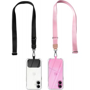 MAA-Cordon Telephone Portable, Tour de Cou Téléphone Universelle avec Patch Réglable Amovible Collier Lanière Corde en Bandoulière Compatibles avec Plupart des Smartphones Case - Neuf