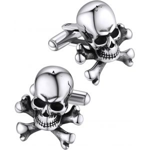 Trahoo-Paire De Boutons De Manchette Viking Nordique Homme Acier Inoxydable,Boutons Manchette Vegvisir/Runes/Loup/Noeud Celtique Croix/Franc Maçonnerie/Tête De Mort(Boîte De Cadeau) - Neuf