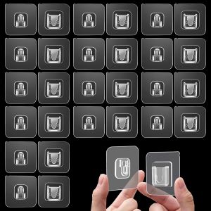 24 Paires de Crochet Adh&eacute;sif Mural Double Face, Accroche Fixation Murale Sans Percer, Crochets Adh&eacute;sifs Invisible Transparents pour Cadres Photo Peintures Cuisine Salle de Bain Salon Max 5 kg - Neuf