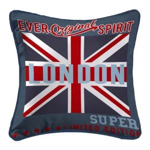 Coussin Passepoil Polyester Imprime Modele Londres 40 X 40 Cm - Neuf