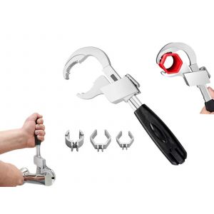 Cl&eacute; &agrave; molette double r&eacute;glable avec mandrins pour salle de bain et atelier - Neuf