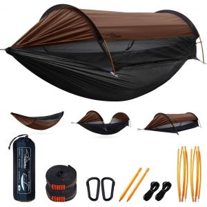 Ulteronixshop-Hamac de Camping avec Moustiquaire et Pare-Soleil, 290 x 140 cm, Hamacs Suspendus L&eacute;gers Multi-Modes avec Sangles d'arbre, Tente de Sol pour L'ext&eacute;rieur, La Randonn&eacute;e et Le Camping - Neuf