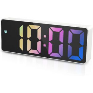 Kal-Nouveau Réveil Numérique Led Horloge De Table Électronique Avec Affichage De La Température, Réveil De Voyage, Luminosité Réglable, Affichage 12/24h, Les Personnes Âgées, Couleur - Neuf
