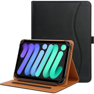 Étui Universel Pour Tablette 7-8 Pouces,Housse Folio Support En Cuir Pu À Plusieurs Vues Angles Dragonne Pour Tablette Tactile 7"" 8"", Avec Bande De Fixation En Silicone Réglable -Black - Neuf