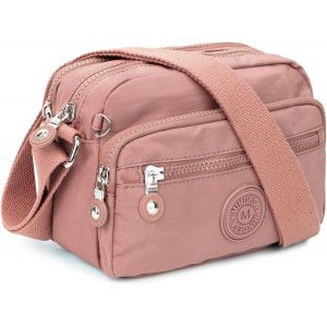 RFCBC-Petit Sac bandoulière Femme, Léger Sac Porté épaule Imperméable en Nylon Sac à Main Loisir avec Multi-poches et Bandoulière Réglable Sac Besace ete Zippé pour Femme Filles - Neuf