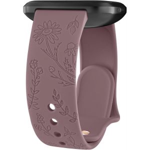 Grav&eacute; Floral Bracelets De Montre 20Mm 22Mm, Bracelets En Silicone Imperm&eacute;ables, Bracelet De Remplacement R&eacute;glable &Agrave; D&eacute;gagement Rapide Pour Homme Femme (Fum&eacute;e Violet, 20Mm)[MON9260335] - Neuf