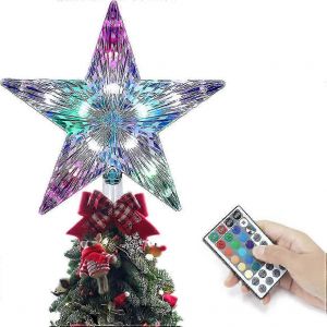 De No&euml;l De L'Arbre. Led 20 Modes de Lumi&egrave;re Changeant de Couleur 9" Arbre de No&euml;l Topper &Eacute;toile Allum&eacute;e 25-26s - Neuf