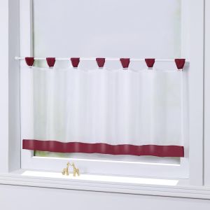 Mia Rideau Brise-Bise Uni Voilage À Passants En Polyester Transparent Simple Salle De Bain Cuisine Chambre À Coucher Balcon Bordeaux Hxl 60x120cm - Neuf