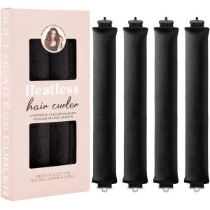 Kal-Lot De 4 Bigoudis Sans Chaleur -Pour Boucler Les Cheveux Pendant La Nuit -Sans Chaleur -Pour Tous Les Types De Cheveux -Noir -Taille M - Neuf