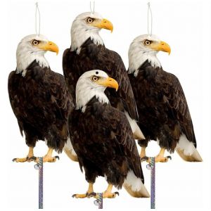 Répulsif Pigeon pour le Balcon, Oiseau Scarer, Répulsif Pigeon, Pigeon Scarer, Hibou avec Bande Réfléchissante, le Corbeau Répulsif de Jardin, Garage, Pack de 4 Oiseaux Épouvantails-Hawk - Neuf