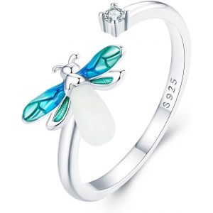 Kahfl-Bagues De Lumineux Luciole/Abeille Pour Femmes,Argent Sterling 925 Glow In The Dark Bagues Animaux Reglable Cadeaux D'anniversaire Pour Femmes Et Filles - Neuf