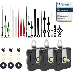 Cheng-3 Pièces Mécanisme De Mouvement D'horloge Avec 7 Paires Horloge Aiguilles, Quartz Silencieux Mecanisme Pour Horloge Murale À Pile (Longueur De L'axe: 20mm / 0,78 Pouce) - Neuf