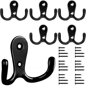 6 Pi&egrave;ces R&eacute;tro Pat&egrave;re, Crochet de Manteau R&eacute;tro Crochet Pat&egrave;re Porte Manteau Mural Vintage Crochet de Porte M&eacute;tal pour Salle de Bain Cuisine Chambre Entr&eacute;e&iquest;Noir&iquest; - Neuf