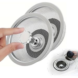 Jgd-Lot De 2 Bouchons D'&eacute;vier De Cuisine, En Acier Inoxydable 304, Filtre D'&eacute;vier De Cuisine Et Bouchon, Trou De 78 Mm, Filtre D'&eacute;vier De Cuisine Pour D&eacute;chets Alimentaires, Attrape-Cheveux - Neuf