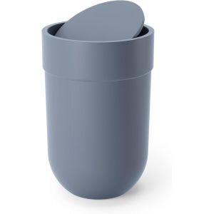 KAL-Poubelle De 6 L Avec Couvercle Basculant - Poubelle De Salle De Bain Et Corbeille À Papier Pour Salle De Bain Et Petits Espaces - Plastique - Bleu Ardoise - 6 L - Neuf