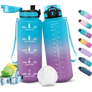 Eryi-Gourde Sport, 1500ml Étanche & Réutilisable, Bouteille, Motivation Avec Filtre Gourde, Bouteille D'eau, Gourdes Pour Gym, Ecole, Cyclisme, Plein Air, Sport - Neuf