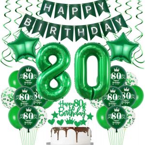 ChicSlick-Vert 80 Ans Anniversaire Décoration Femme Homme 80 Ans Anniversaire Ballon Vert 80 Anniversaire Femme Homme Vert Ballon 80 Ans Anniversaire Décoration 80 Ans Vert Ballon 80 Ans Par[X1185] - Neuf