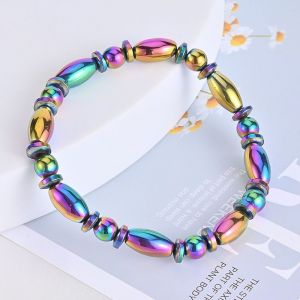 Bracelets De Cheville Magnétiques Fins En Hématite, Lot De 2, En Pierre Magnétique Naturelle Pour Femmes, Anti-Gonflement, Amincissants, Thérapie Magnétique (Style 1) - Neuf