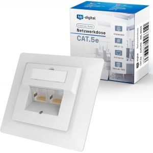 Lot de 4 prises réseau CAT 5e pour câble de pose CAT.7 CAT.6A CAT.6 CAT.5 avec 2 ports RJ45|Prise de données universelle encastrée EIA/TIA 568A&B 8P8C Gigabit Ethernet RAL9003 Blanc de - Neuf