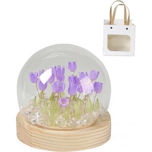 Trahoo-Ieron Veilleuse Tulipe Faite À La Main - Décoration De Chambre À Coucher - Cadeau De Noël Ou D'anniversaire - Avec Sac Cadeau (20 Fleurs Violettes) - Neuf