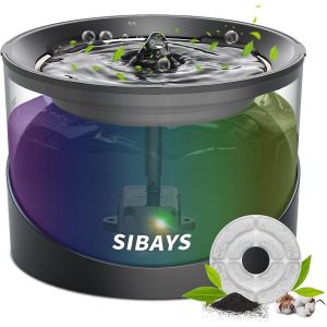 74oz/2.2l Fontaine &Agrave; Eau Automatique Pour Chat, Distributeur Eau Pour Chats Chiens, Pompe &Agrave; Eau &Agrave; Faible Bruit, Filtre &Agrave; Charbon Actif, Lumi&egrave;res Led Color&eacute;es - Neuf