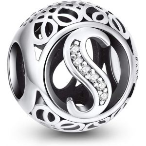 Eryi-Argent Sterling 925 Charme Lettre De L'alphabet Femmes Pearl Charms Avec 5a Zircone Compatible Pour Européen Bracelets - Neuf