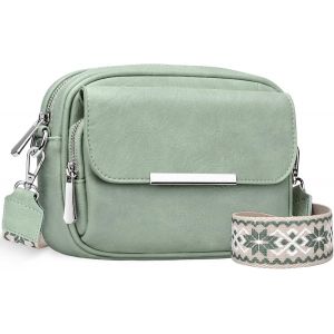 RFCBC-Sac Bandoulière Femme Petit Sacs a Main Femmes en Cuir PU Léger Multi-poches Sacoche avec 12 Fentes Cartes Tendance Pochette Bandoulière Femme avec Large Sangle Réglable - Neuf