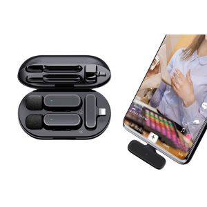 Microphone cravate sans fil pour iPhone et iPad - 2,4 GHz, r&eacute;duction du bruit, Plug and Play, compatible iOS - Neuf