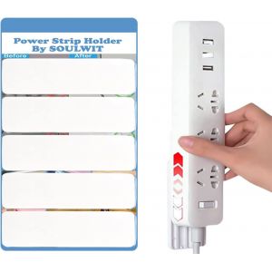 Lot De 5 Auto-Adhésifs Support Mural Pour Multiprise, Système De Gestion De Câbles Gratuit Pour Routeur Télécommandé, Ordinateur, Cuisine, Maison Et Bureau - Neuf