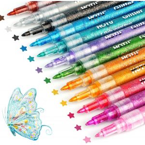 Kalanka-Feutres À Paillettes,12 Marqueur De Peinture Acrylique Paillettes Imperméable Pour Peinture Sur Pierre, Céramique, Bois, Tissu, Scrapbooking, Cartes Ect À Pointe Extra-Fine 0,7 Mm - Neuf