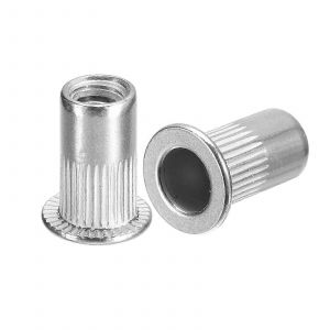 10-32 écrous à sertir,100pcs 304 acier inoxydable moleté à tête plate fileté écrous d'insertion pour métal,plastique - Neuf