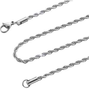 Trahoo-Chaîne En Acier Inoxydable Pour Hommes 2-4 Mm Chaîne Torsadée Pour Hommes 45-70cm - Neuf