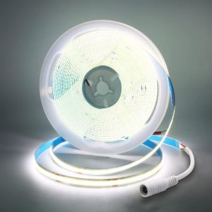 24V Cob Led Bandes Blanc Froid 6000K Dimmable, 5M 320Leds/M Gradateur Bande Lumineuse Cob, Ruban Led Flexible Pas De Points Lumineux Ip20 Pour Armoire, Chambre, &Eacute;clairage Maison[RUB9221328] - Neuf