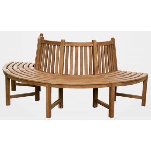 Banc D'arbre De Jardin 206cm Semi-Circulaire Avec Dossier En Bois De Teck Massif 10_0008730 - Neuf